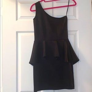 Peplum Black One-Shoulder Dress
